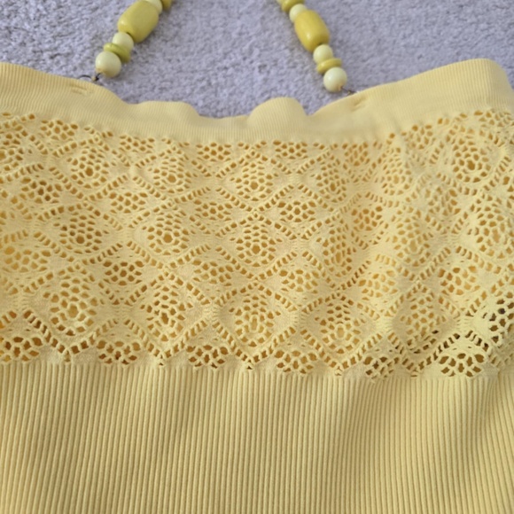 Yellow Tube top with beaded halter - Picture 3 of 5